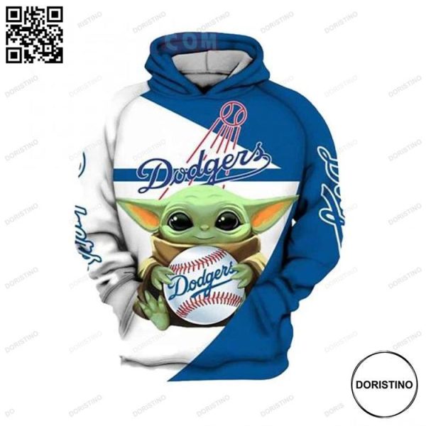 Los Angeles Dodgers Baby Yoda 2 All Over Print Hoodie