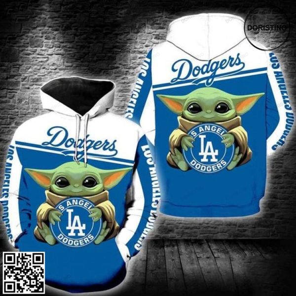 Los Angeles Dodgers Baby Yoda Awesome 3D Hoodie