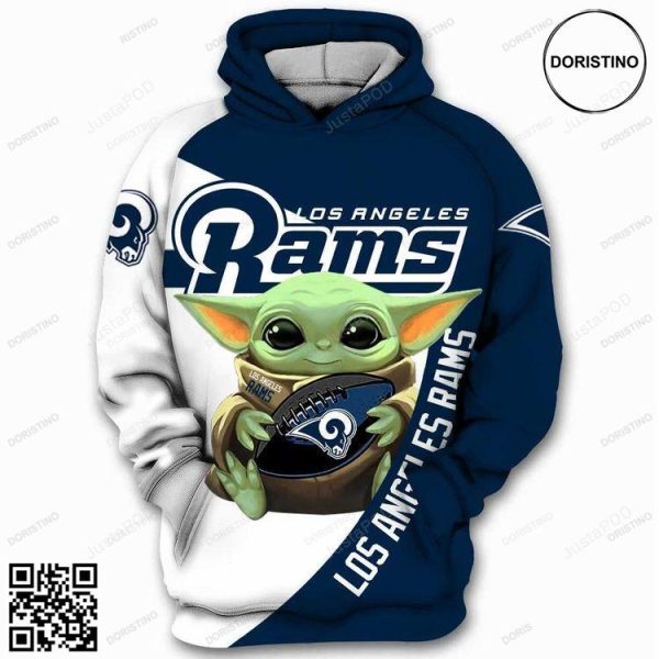 Los Angeles Rams Yoda Baby Yoda Awesome 3D Hoodie