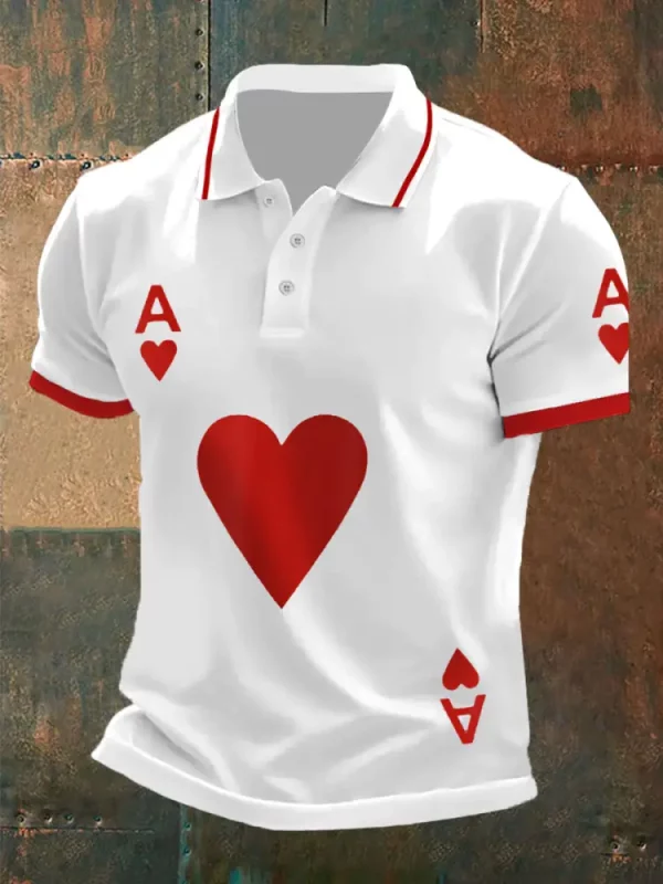 Polo Shirts Texas Hold'em Hearts A White