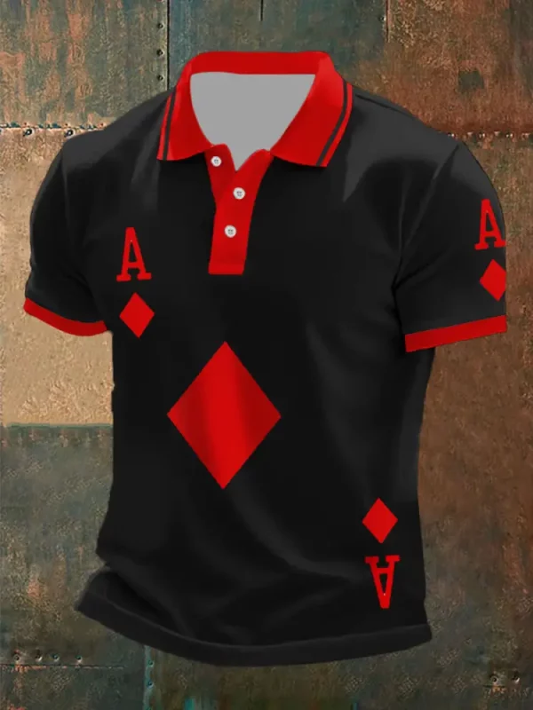 Polo Shirts Texas Hold'em Diamond A Black