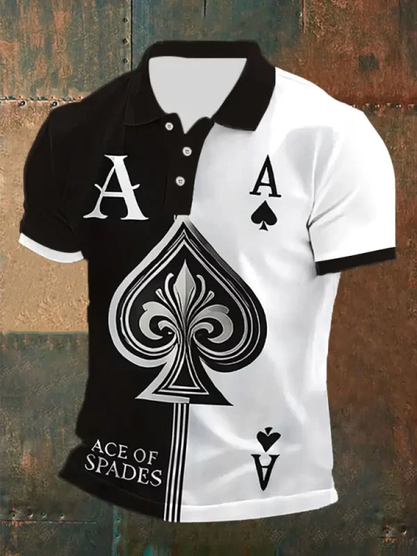Polo Shirts Texas Hold'em Spades A Split Black-White