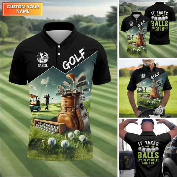 It Takes A Lot Of Balls To Play Golf Like I Do, Custom Golf Shirt, Funny Golf Polos, Unique Gift For Golfer - Image 2