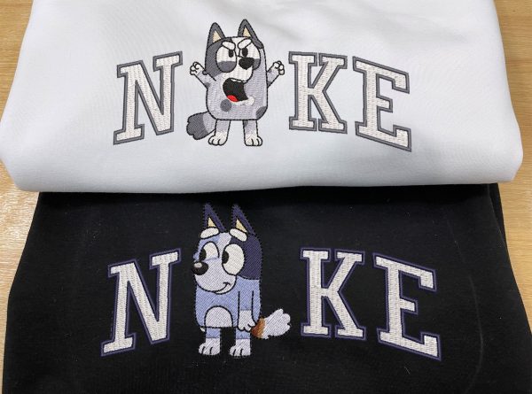 Muffin Socks Nike Couple Embroidered Bluey Sweatshirt - TerraBell Designs