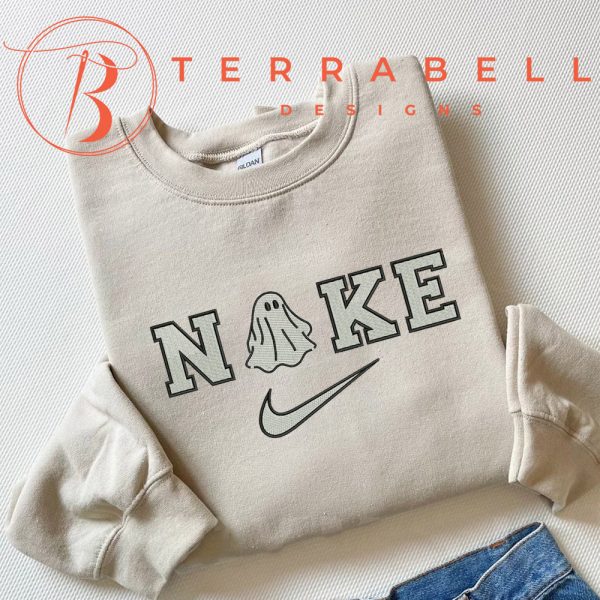 Nike Boo Ghost Embroidered Halloween Sweatshirt - TerraBell Designs