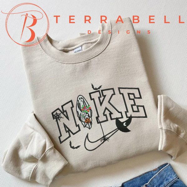 Nike Boo Ghost Halloween Embroidery Sweatshirt - TerraBell Designs