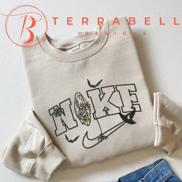 Nike Boo Spooky Embroidered Halloween Sweatshirt - TerraBell Designs
