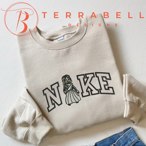 Nike Bride Of Chucky Embroidered Sweatshirt Gifts For Halloween - TerraBell Designs