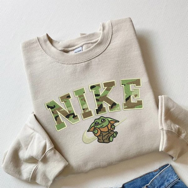 Nike Camo Baby Yoda Star Wars Embroidered Sweatshirt - TerraBell Designs
