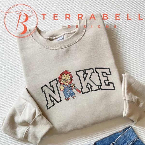 Nike Chucky Embroidered Halloween Sweatshirt - TerraBell Designs