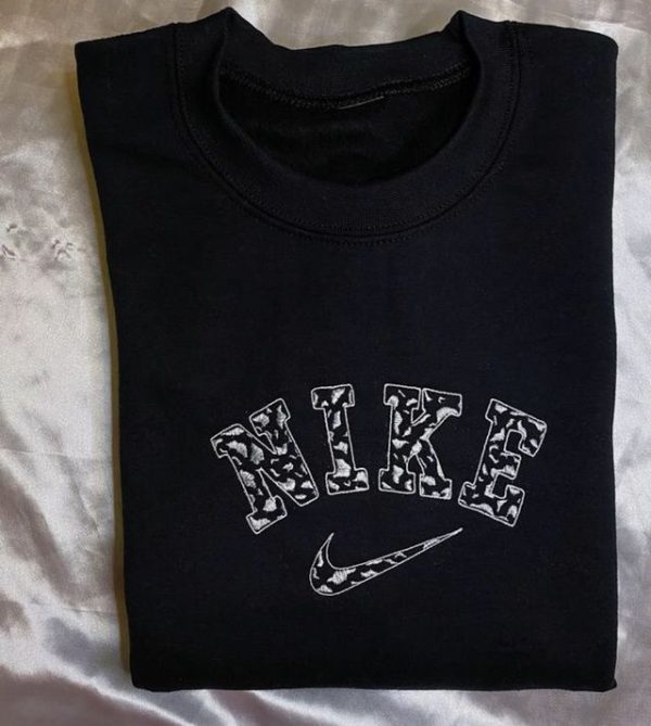 Nike Cow Print Embroidered Crewneck - TerraBell Designs