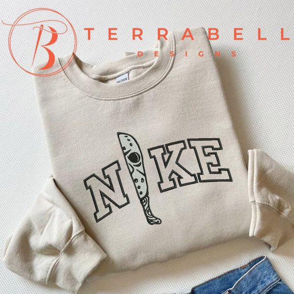 Nike Knife Jason Embroidered Halloween Sweatshirt - TerraBell Designs