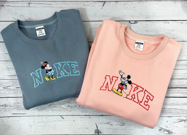 Nike Mickey X Minnie Couple Embroidered Sweatshirt - TerraBell Designs