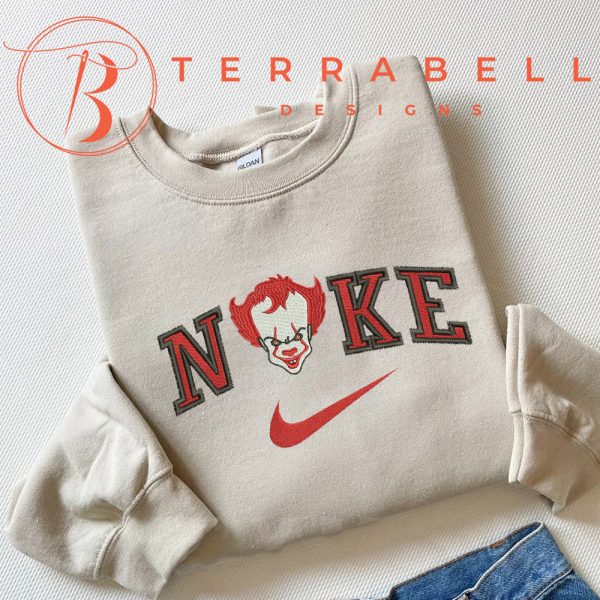 Nike Pennywise Embroidered Halloween Sweatshirt - TerraBell Designs