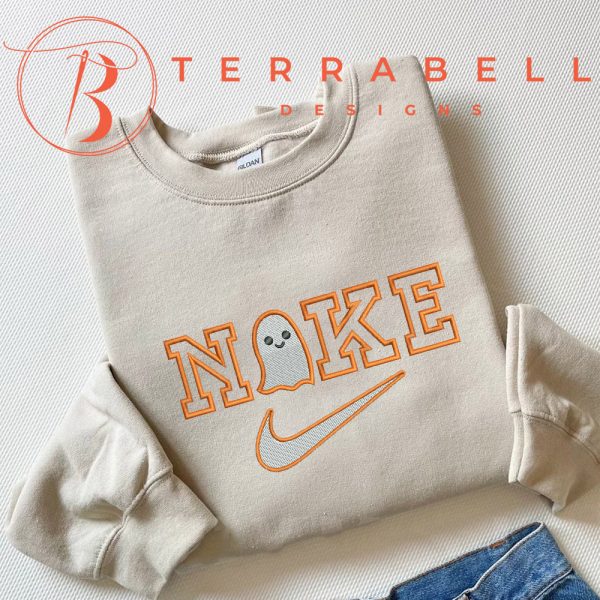 Nike Spooky Boo Embroidered Halloween Sweatshirt - TerraBell Designs