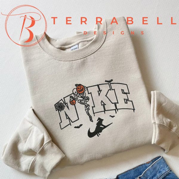 Nike Spooky Embroidered Halloween Sweatshirt - TerraBell Designs
