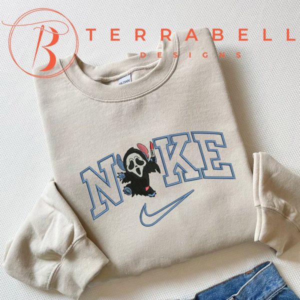 Nike Stitch Scream Embroidered Halloween Sweatshirt - TerraBell Designs
