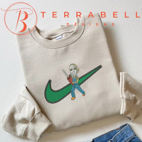 Nike Swoosh Jason Embroidered Sweatshirt For Halloween Costumes - TerraBell Designs