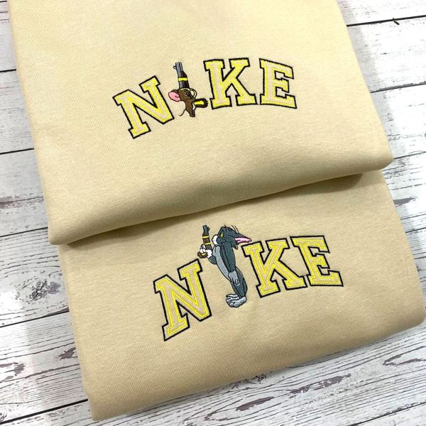 Nike Tom And Jerry Couple Embroidered Sweatshirt - TerraBell Designs