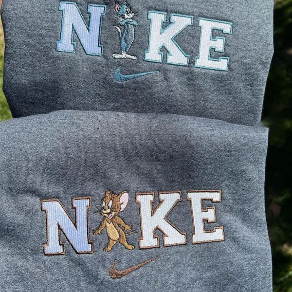 Nike Tom And Jerry Couple Embroidered Sweatshirt - TerraBell Designs