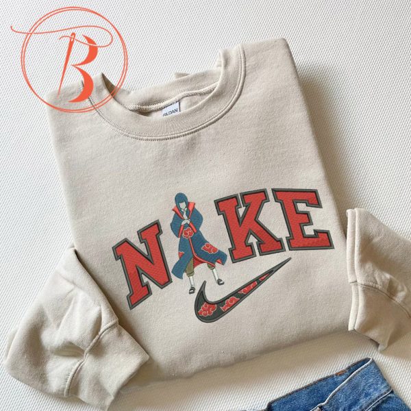 Nike X Akatsuki Uchiha Sasuke Embroidered Sweatshirt For Fans - TerraBell Designs