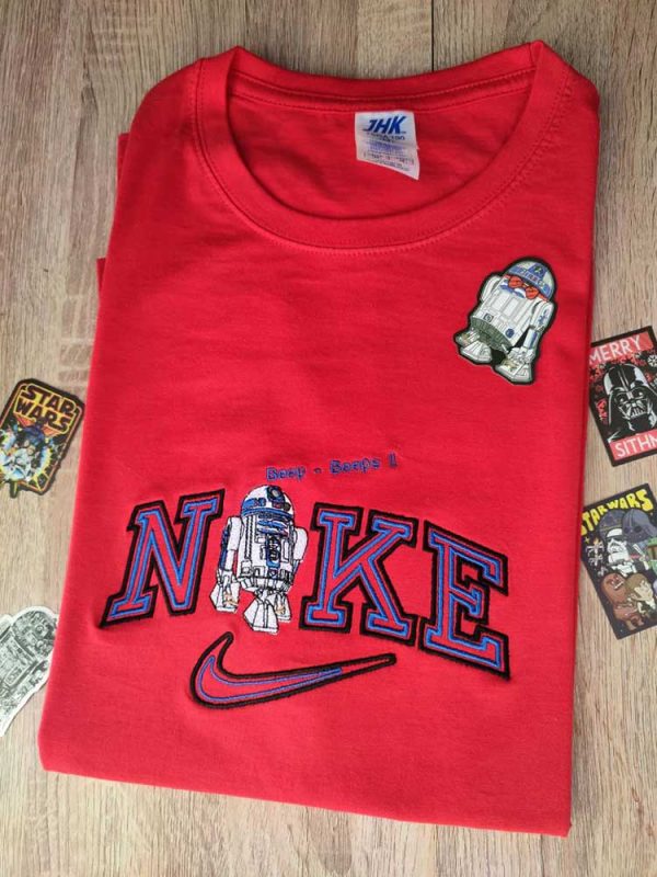 Nike X Droid Character Embroidered Sweatshirt Vintage Star Wars Clothes - TerraBell Designs - Image 2