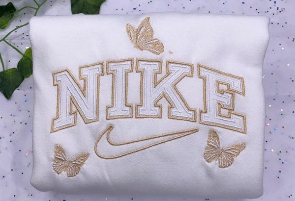 Nike Logo With Butterfly Embroidered Sweatshirt - TerraBell Designs