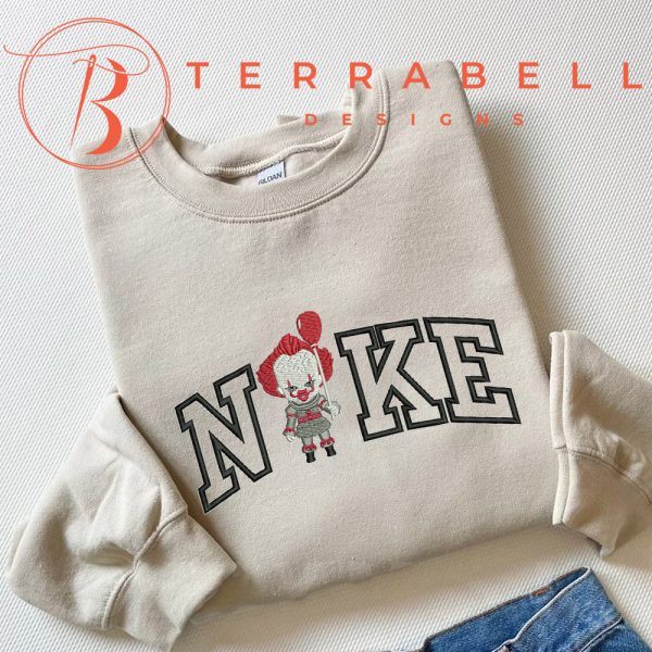 Pennywise Nike Embroidered Halloween Sweatshirt - TerraBell Designs
