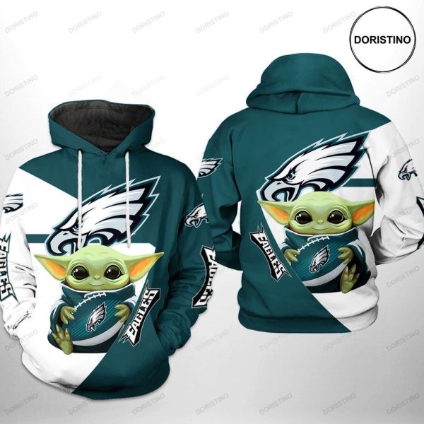 Philadelphia Eagles Nfl Baby Yoda Team Awesome 3D Hoodie