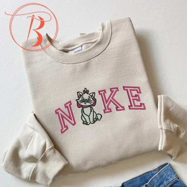 Embroidered Nike Pink Kitty Sweatshirt - TerraBell Designs