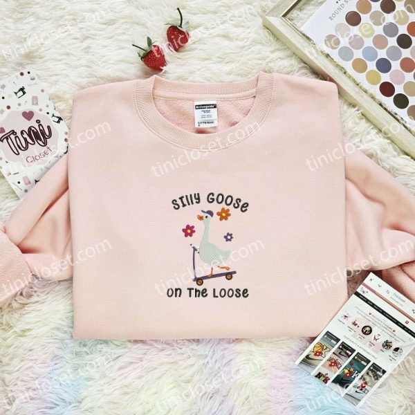 Silly Goose On The Loose Funny Embroidered Shirt - Small Gifts Great Love - Image 3