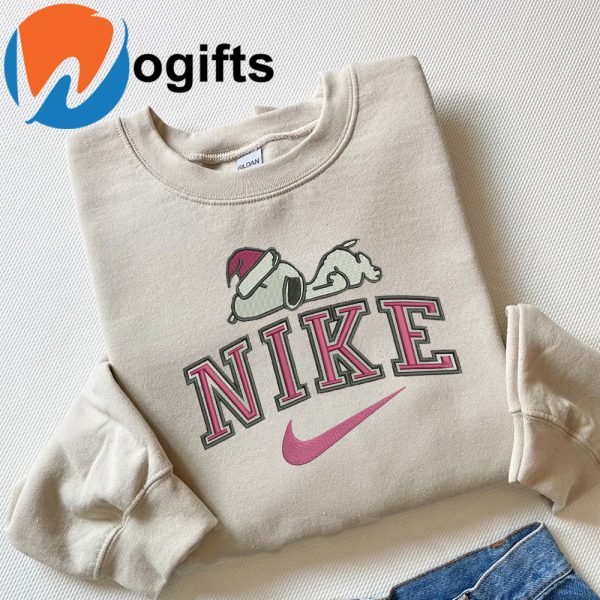 Snoopy Nike Embroidered Christmas Sweatshirt - TerraBell Designs