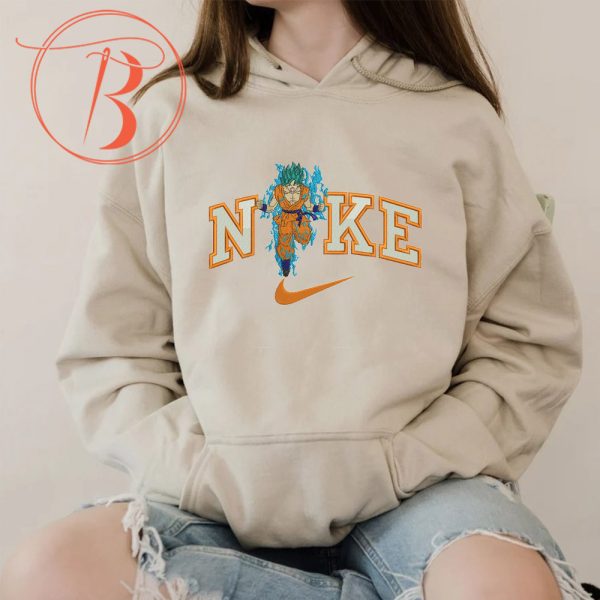 Son Goku Super Saiyan Blue Nike Embroidered Hoodie - TerraBell Designs