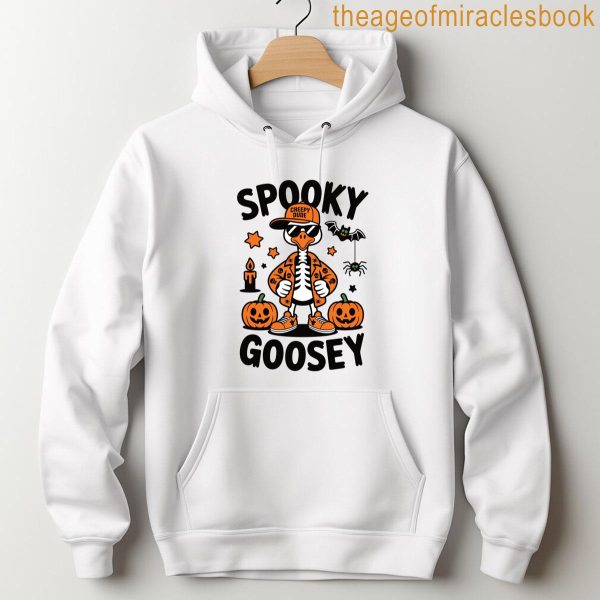 Spooky Goosey Halloween Skeleton Goose Creepy Dude Honk Tee T-shirt - Image 4