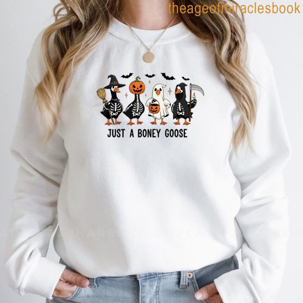 Spooky Skeleton Goose Parade Funny Halloween Just A Boney Goose T-shirt - Image 2