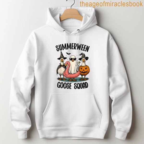 Summerween Goose Squad Funny Halloween Pool Party T-shirt - Image 4