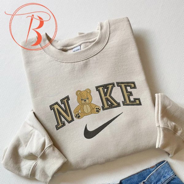 Embroidered Nike Teddy Bear Sweatshirt - TerraBell Designs