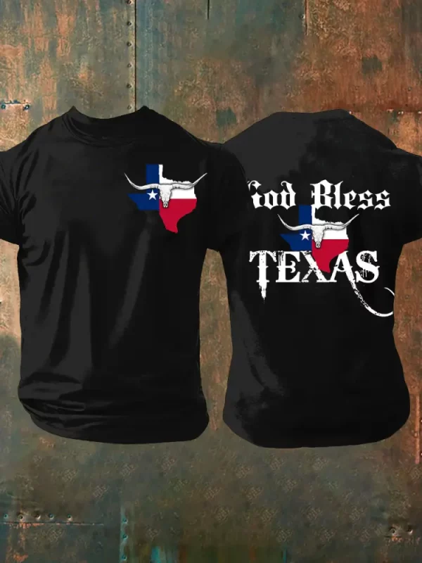 Unisex God Bless Texas Short-sleeved T-shirt - Image 2