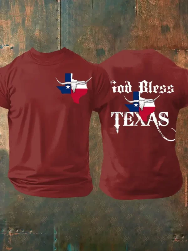 Unisex God Bless Texas Short-sleeved T-shirt - Image 5