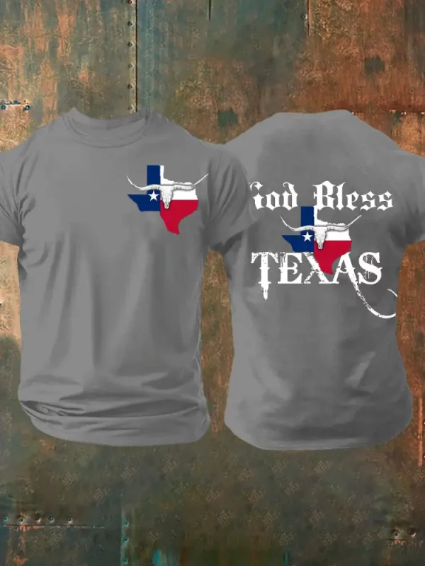 Unisex God Bless Texas Short-sleeved T-shirt - Image 4