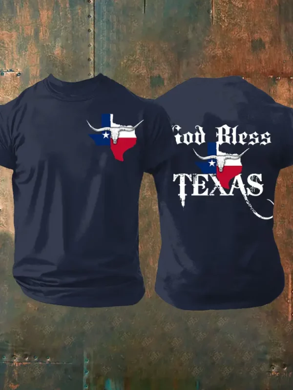 Unisex God Bless Texas Short-sleeved T-shirt - Image 3
