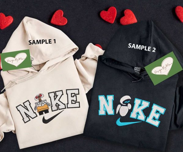 Wall-E X Eve Couple Nike Embroidered Sweatshirt - TerraBell Designs