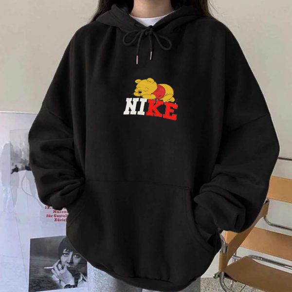 Winnie The Pooh Sleeping Nike Embroidered Hoodie Sweatshirt - TerraBell Designs