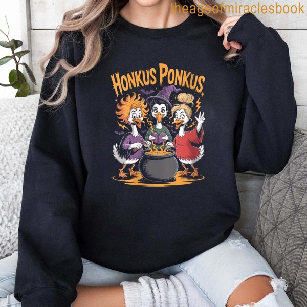 Womens Honkus Ponkus Goose Witch Sisters Funny Halloween Meme Tee T-shirt - Image 2