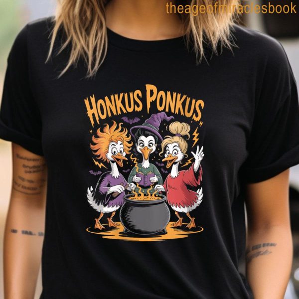 Womens Honkus Ponkus Goose Witch Sisters Funny Halloween Meme Tee T-shirt - Image 3