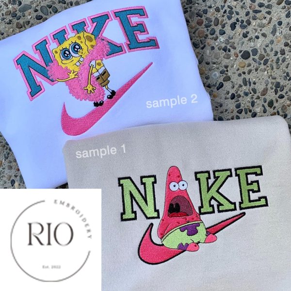 Nike SpongeBob And Patrick Couple Embroidered Sweatshirt - TerraBell Designs