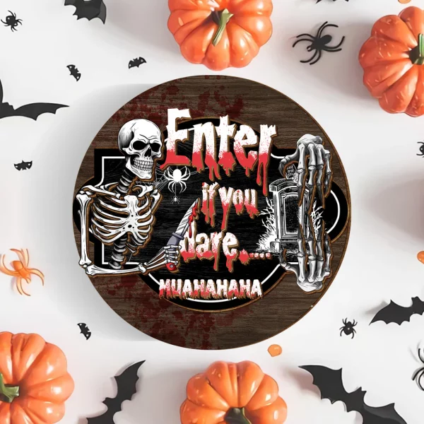 Enter If You Dare Family Halloween Wood Door Sign, Halloween Decor - Image 5