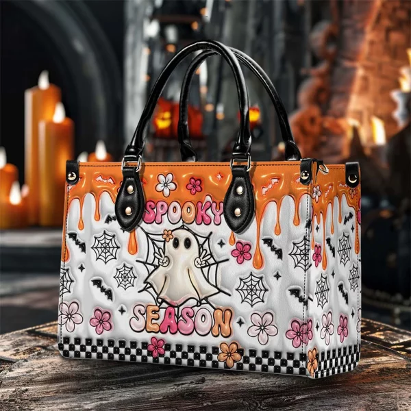 Spooky Season Halloween Custom Cute Orange Ghost Purse Handbag Set - Halloween Gift - Image 2