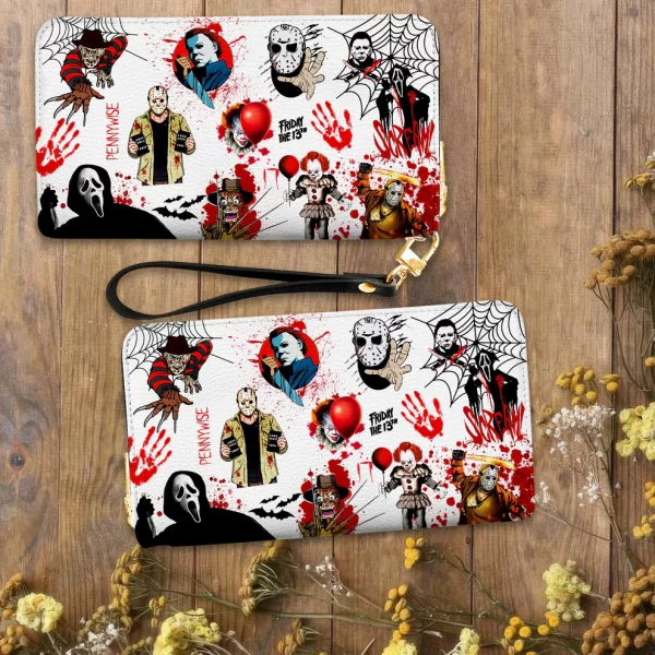 Halloween Horror Movie Characters Leather Wallet - Halloween Gift