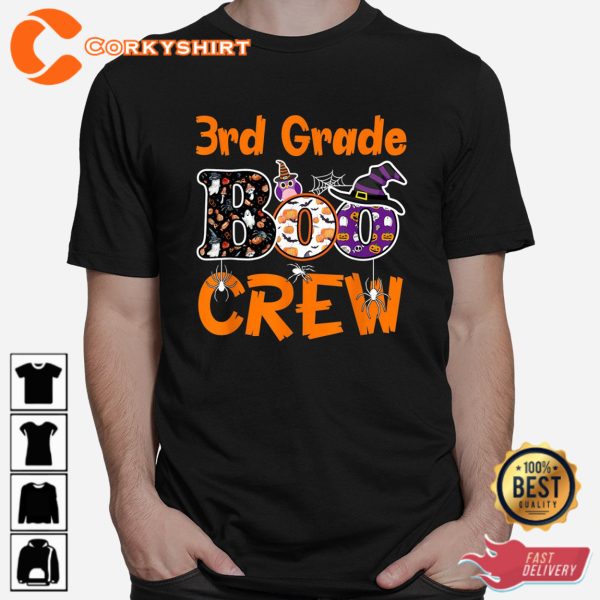3rd Grade Boo Crew Teacher Student Halloween Shirt - Image 2